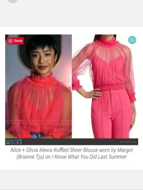 Alice + Olivia Alexia Ruffled Sheer Blouse in Pink Size  XS NWOT - Picture 5 of 12